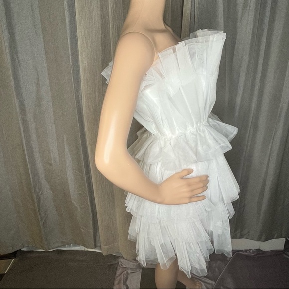 Lulu's Intentions White Strapless Mini Tiered Tulle Dress - Picture 3 of 13